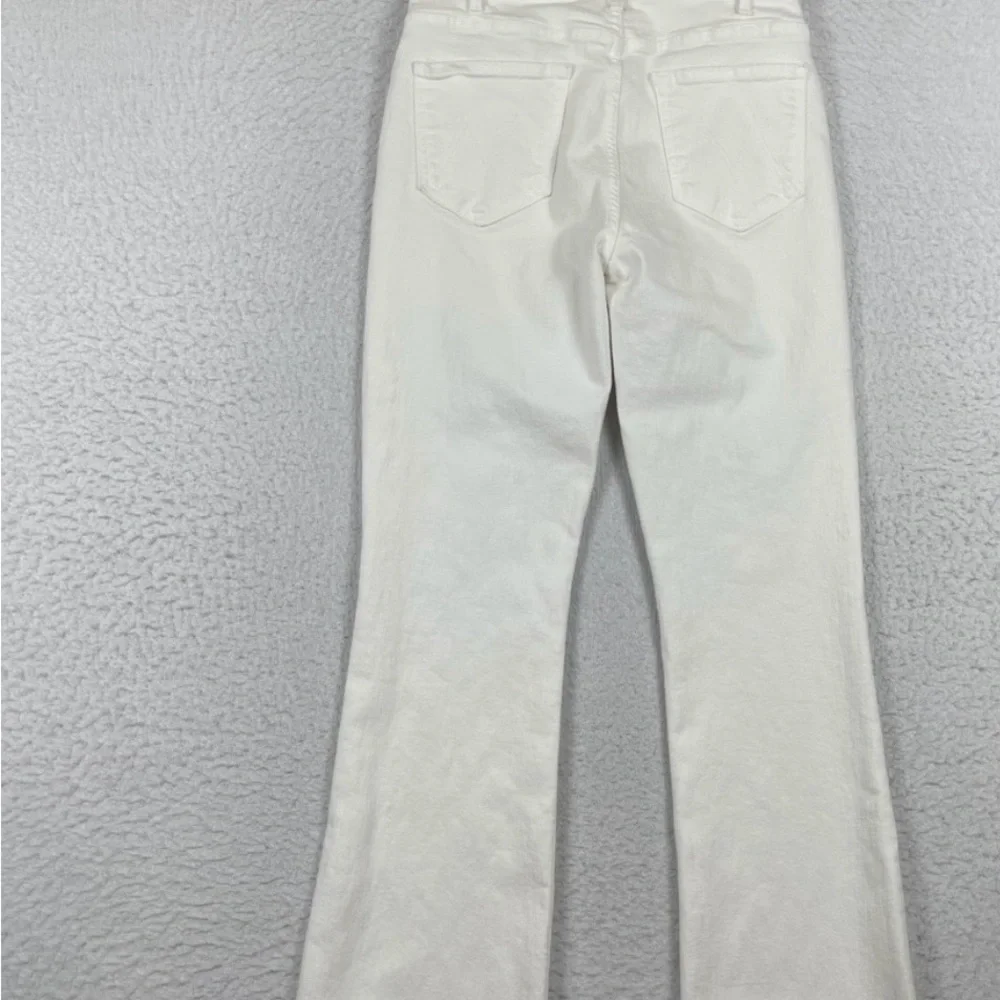 Mother Jeans Womens 29 White Denim High Rise Flare Hustler Ankle Fray Coastal - Picture 2 of 11